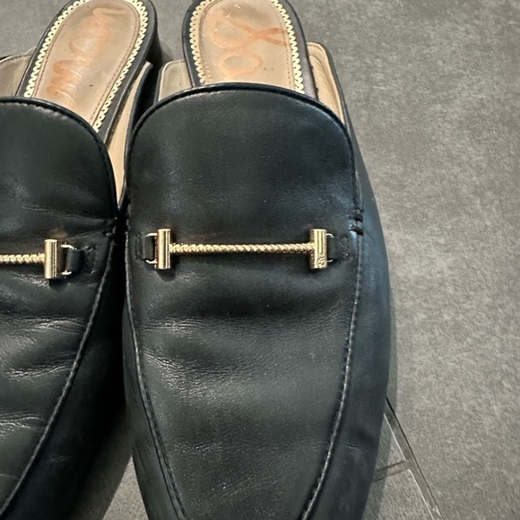 Men's Black Leather Loafers with Gold Accent - Picture 6 of 12
